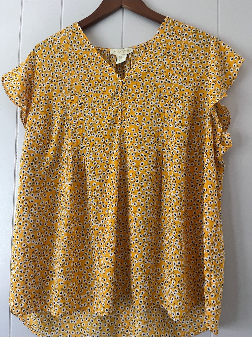 Cynthia Rowley Yellow Floral Flutter Sleeve Blouse